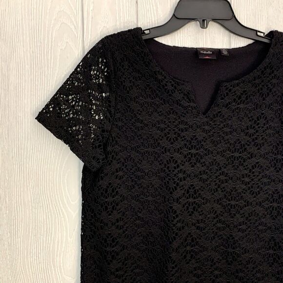 Rafealla Black Lace Short Sleeve Top Medium NWT - Picture 2 of 5
